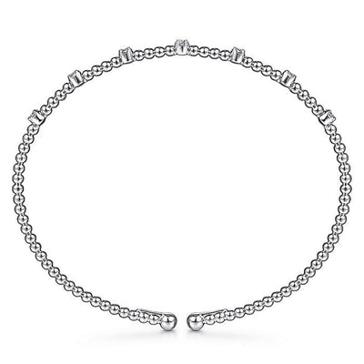 Gabriel 14K White Gold 0.21ctw 6.25" Bangle Style Diamond Bracelet