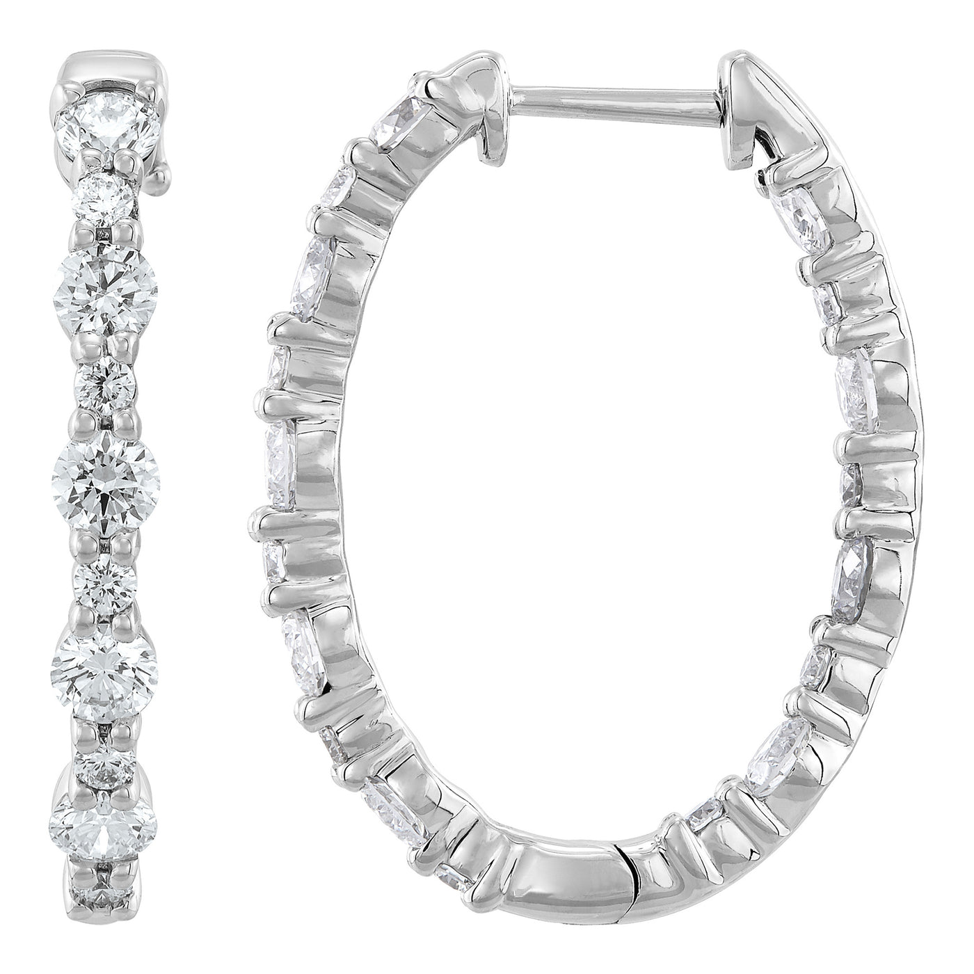 Armadani 14K White Gold 2.00ctw Oval Hoop Style Lab Grown Diamond Earrings