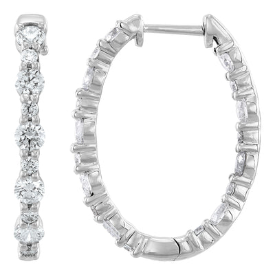 Armadani 14K White Gold 2.00ctw Oval Hoop Style Lab Grown Diamond Earrings