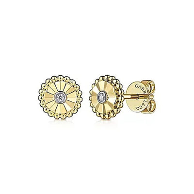 Gabriel - Bujukan Collection 14K White & Yellow Gold .02ctw Circle Stud Style Diamond Earrings