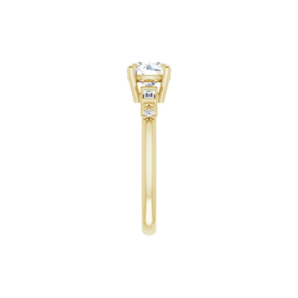 Ever & Ever 14K Yellow Gold 6.5mm center 4 Prong Style Diamond Semi-Mount Engagement Ring