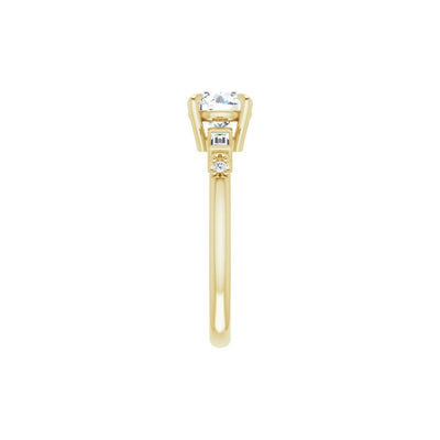 Ever & Ever 14K Yellow Gold 6.5mm center 4 Prong Style Diamond Semi-Mount Engagement Ring