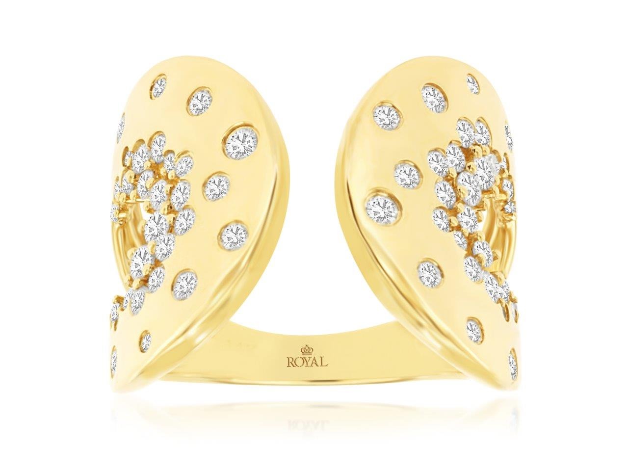 Royal 14K Yellow Gold .80ctw Cuff Diamond Fashion Ring