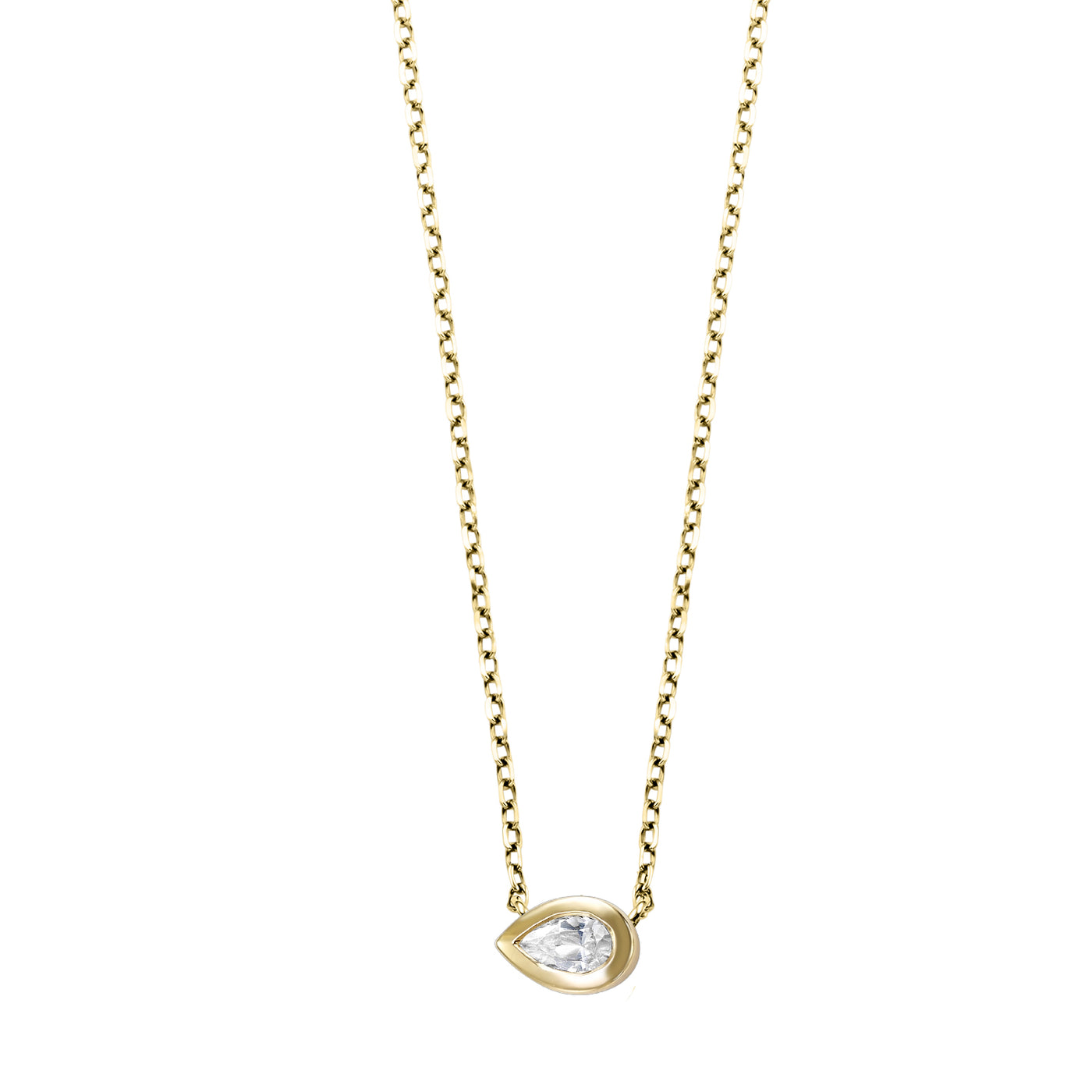 14K Yellow Gold .10ctw Pear Bezel Solitaire Pendant