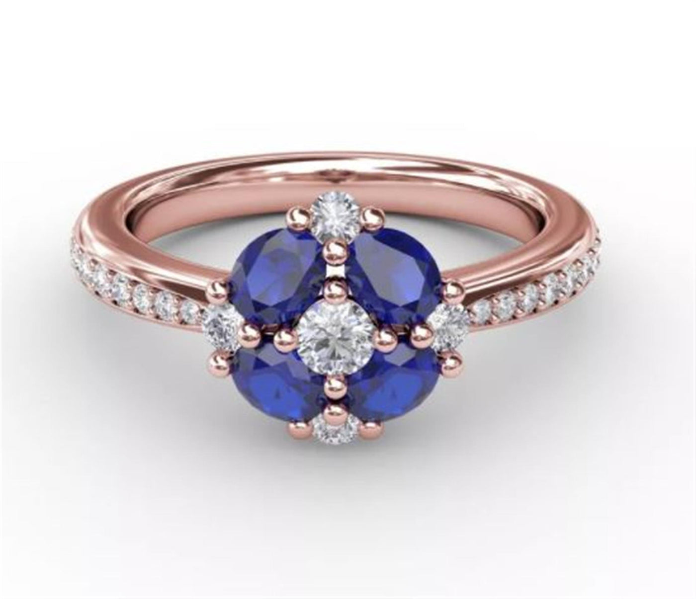14K Rose Gold 1.08ctw Halo Style Sapphire Ring with Diamonds