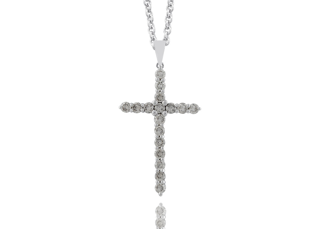 14K White Gold .99ctw Faith Inspired Style Lab Created Diamond Pendant