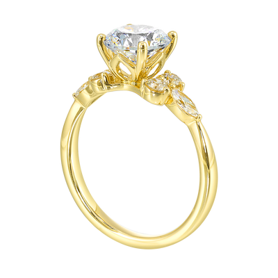 Thollot-Colorado Cut 14K Yellow Gold 0.63ctw 4 Prong Style Diamond Semi-Mount Engagement Ring