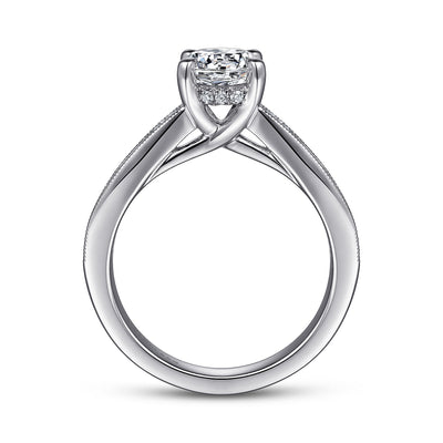 Gabriel - Classic Collection 14K White Gold .39ctw 4 Prong Style Diamond Semi-Mount Engagement Ring