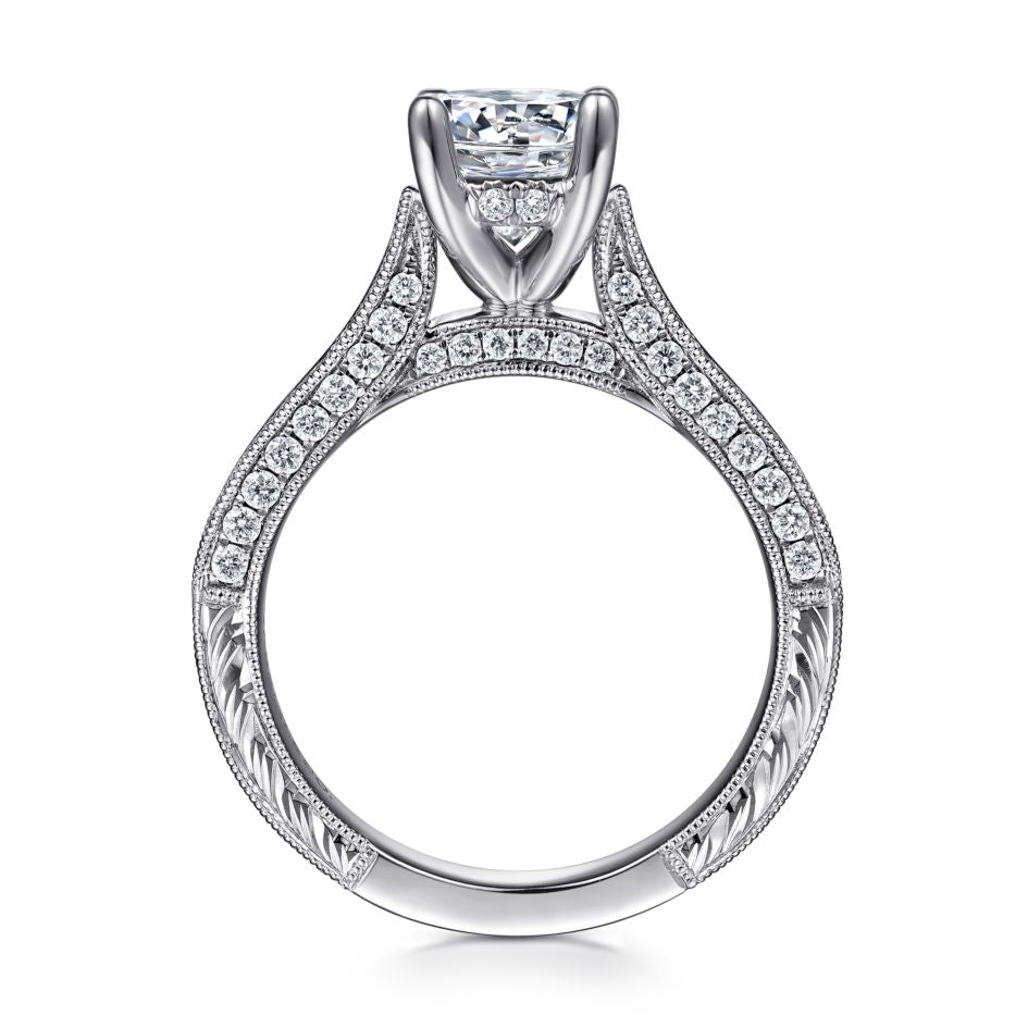 Gabriel 14K White Gold .81ctw 4 Prong Style Diamond Semi-Mount Engagement Ring