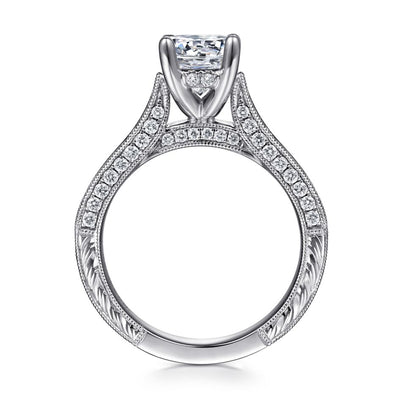 Gabriel 14K White Gold .81ctw 4 Prong Style Diamond Semi-Mount Engagement Ring