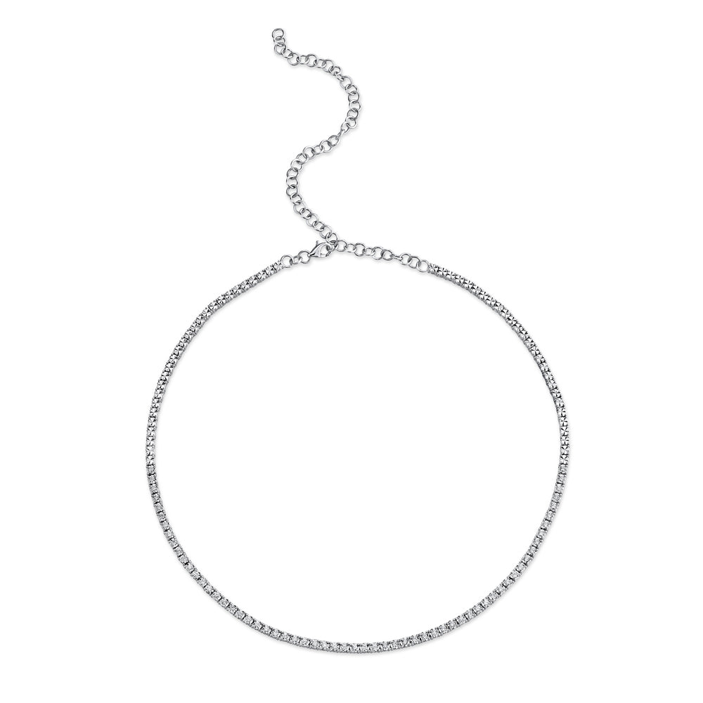 Shy Creation 14K White Gold 0.95ctw Tennis Style Necklace