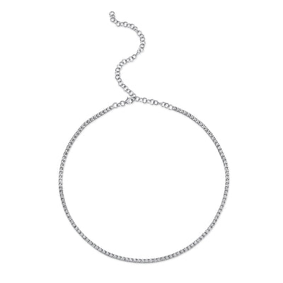 Shy Creation 14K White Gold 0.95ctw Tennis Style Necklace