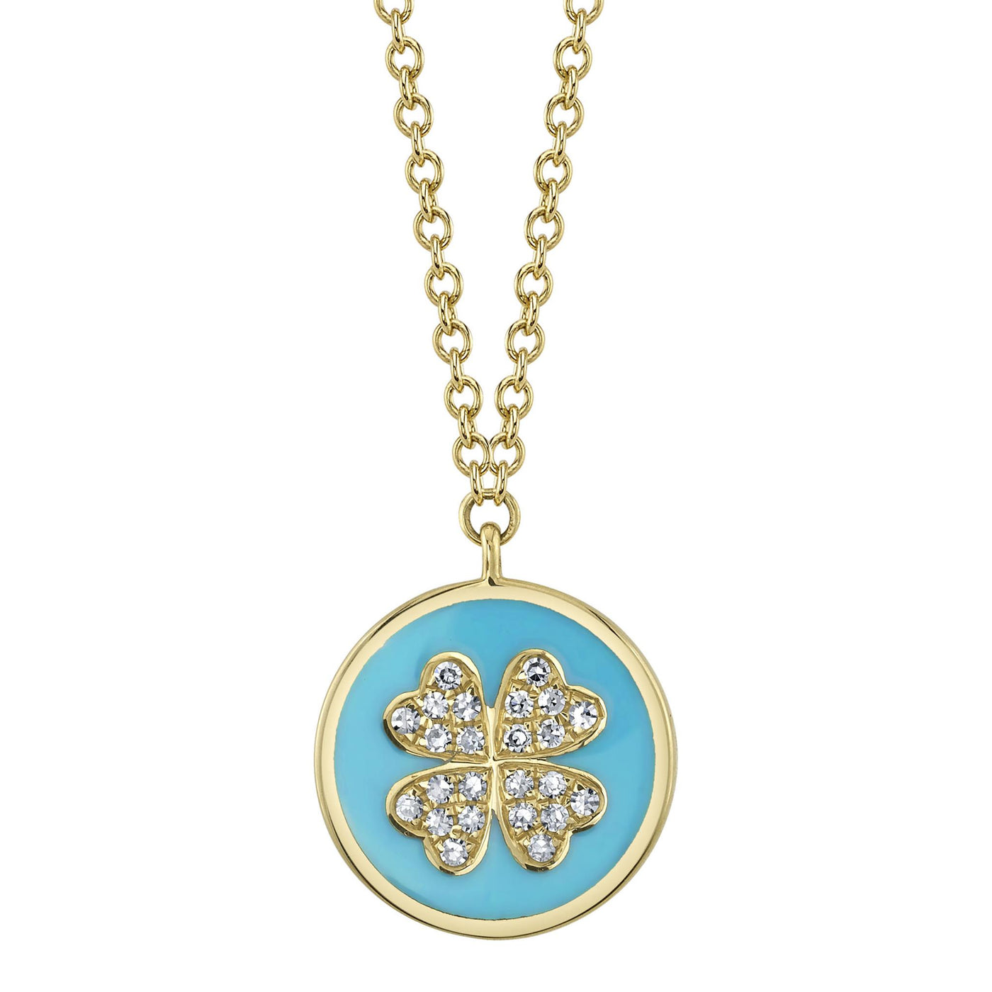 Shy Creation 14K Yellow Gold 0.05ctw Clover Style Pendant
