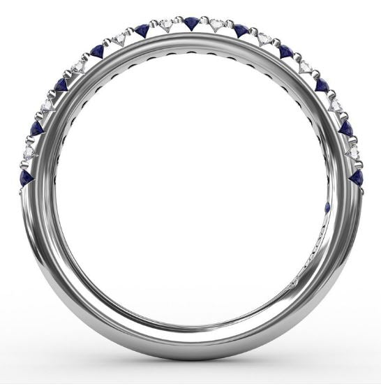 Fana 14K White Gold 0.32ctw Band Style Ring with Diamonds and Sapphires