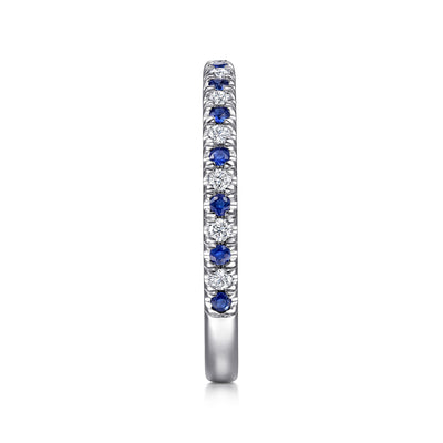 Gabriel 14K White Gold .39ctw Band Style Sapphires and Diamonds Ring