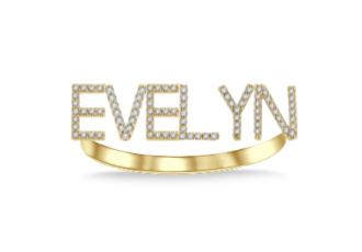 14K Yellow Gold 0.23ctw Name Diamond Fashion Ring