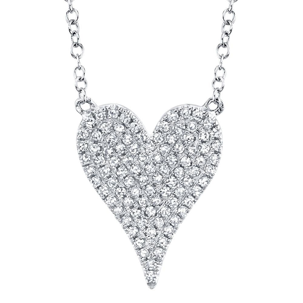 Shy Creation 14K White Gold 0.21ctw Heart Style Necklace