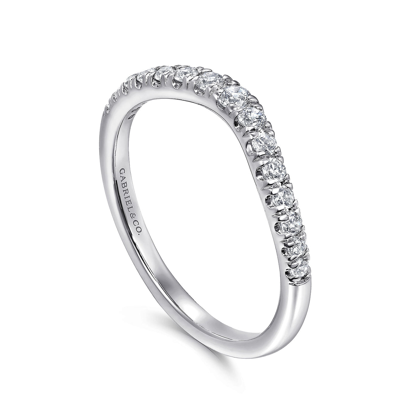 Gabriel 14K White Gold 0.25ctw Contoured Diamond Band