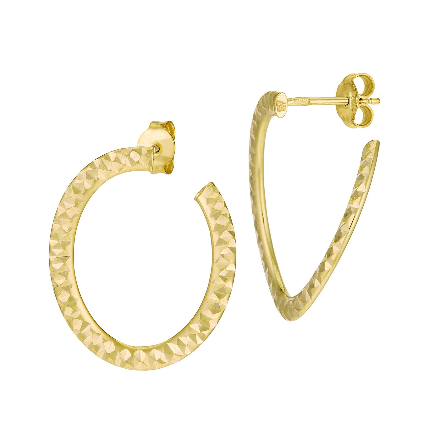 14K Yellow Gold Wrap Oval Hoop Style Earrings