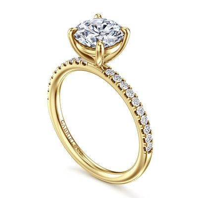 Gabriel 14K Yellow Gold 0.195ctw 4 Prong Style Diamond Semi-Mount Engagement Ring