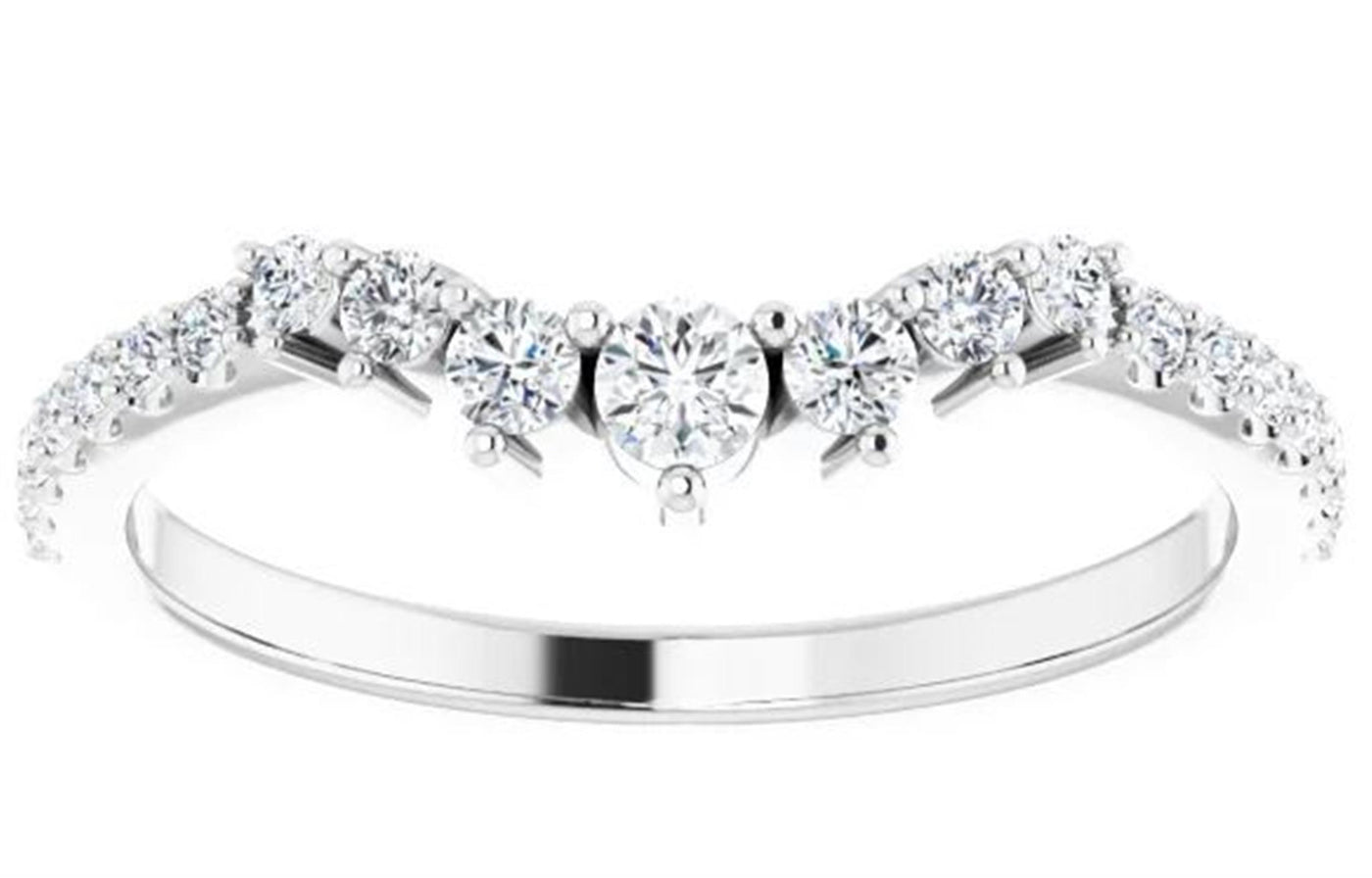 Ever & Ever 14K White Gold .33ctw Curved Diamond Band
