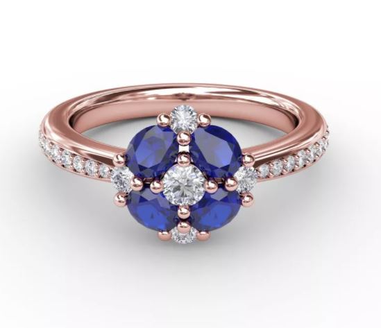 Estate 14K Rose Gold 1.08ctw Halo Style Sapphires and Diamonds Ring