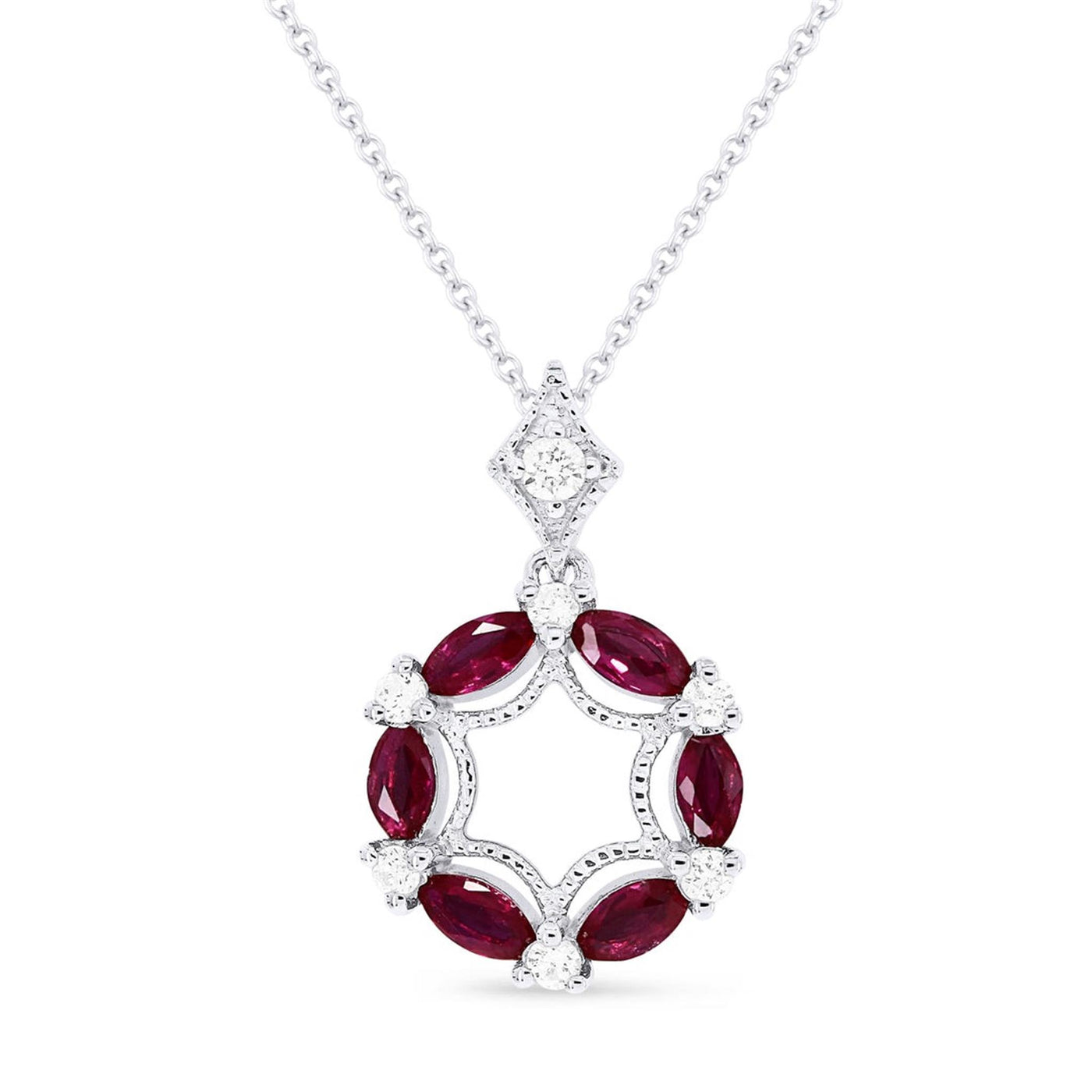 Madison L 14K White Gold 0.70ctw Circle Style Ruby Necklace