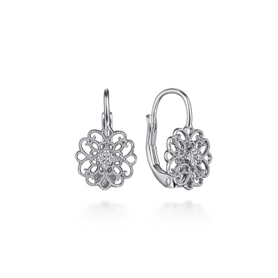 Gabriel Sterling Silver 0.06ctw Dangle Style Round Sapphires Earrings