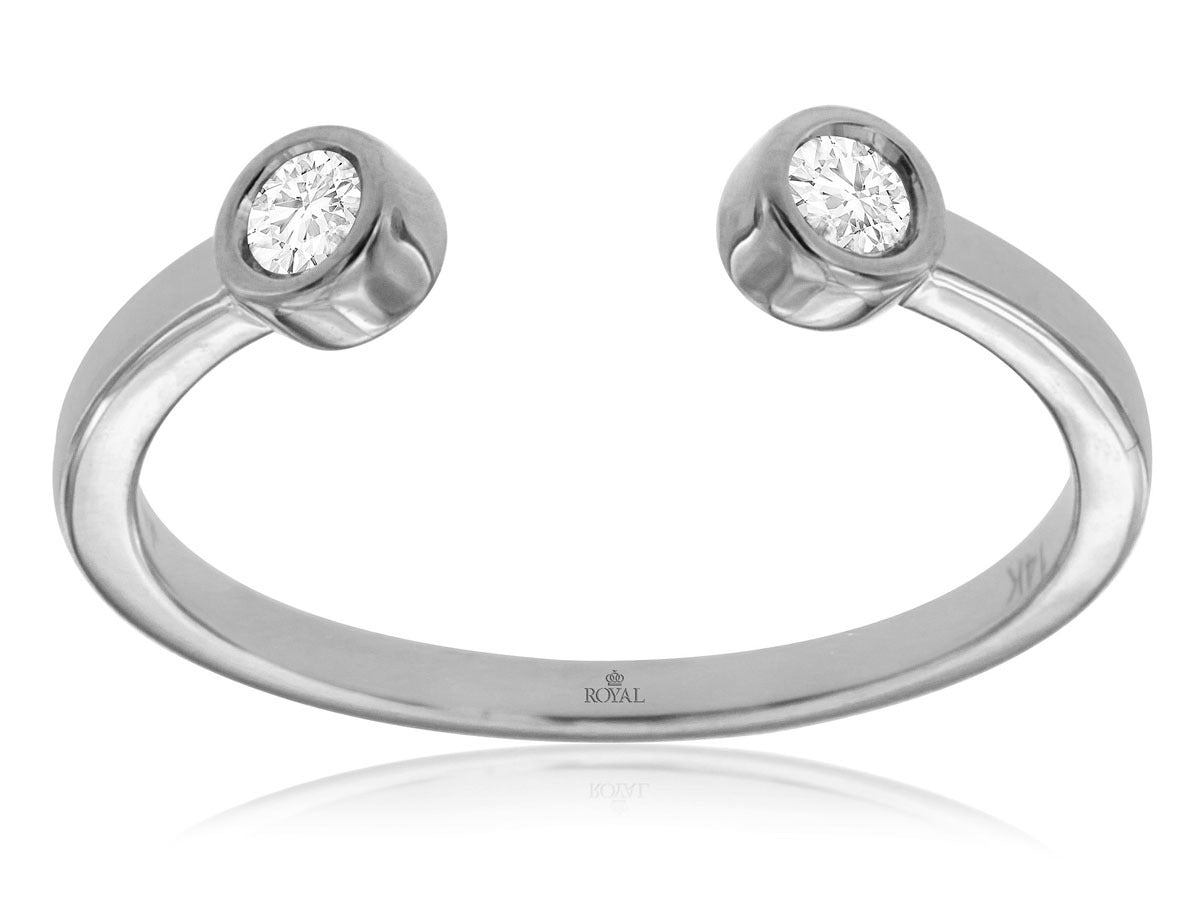Royal 14K White Gold .10ctw Cuff Diamond Fashion Ring