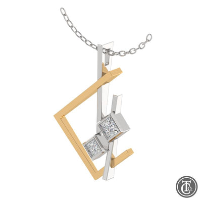 Estate 14K White & Yellow Gold .5ctw Geometric Style Pendant