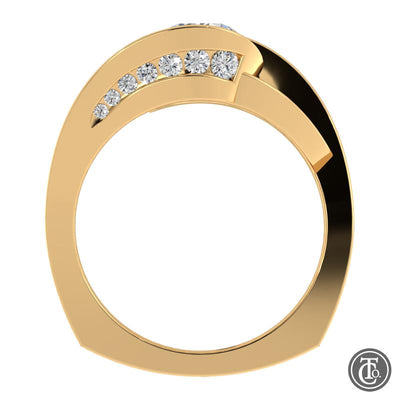 Bypass Style Semi-Mount Engagement Ring with Channel Diamond Accents