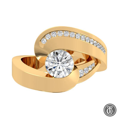 Bypass Style Semi-Mount Engagement Ring with Channel Diamond Accents