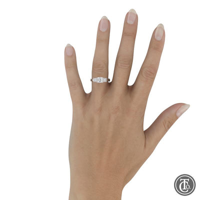 Emerald Cut Diamond Three Stone Semi-Mount Engagement Ring