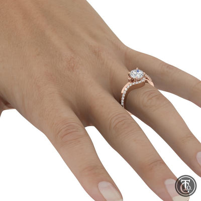 Bypass Style Semi-Mount Engagement Ring with Diamond Accent Band