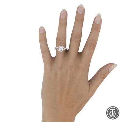 Bypass Style Semi-Mount Engagement Ring with Diamond Accent Band