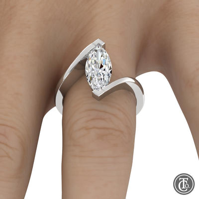 Marquise Bypass Semi-Mount Solitaire Engagement Ring
