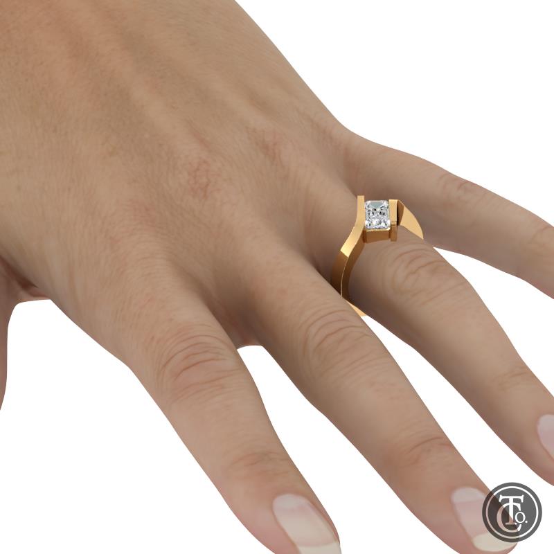 Emerald Cut Bypass Semi- Mount Solitaire Engagement Ring
