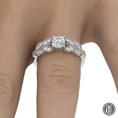 Vintage Inspired Semi-Mount Engagement Ring with Milgrain Accents