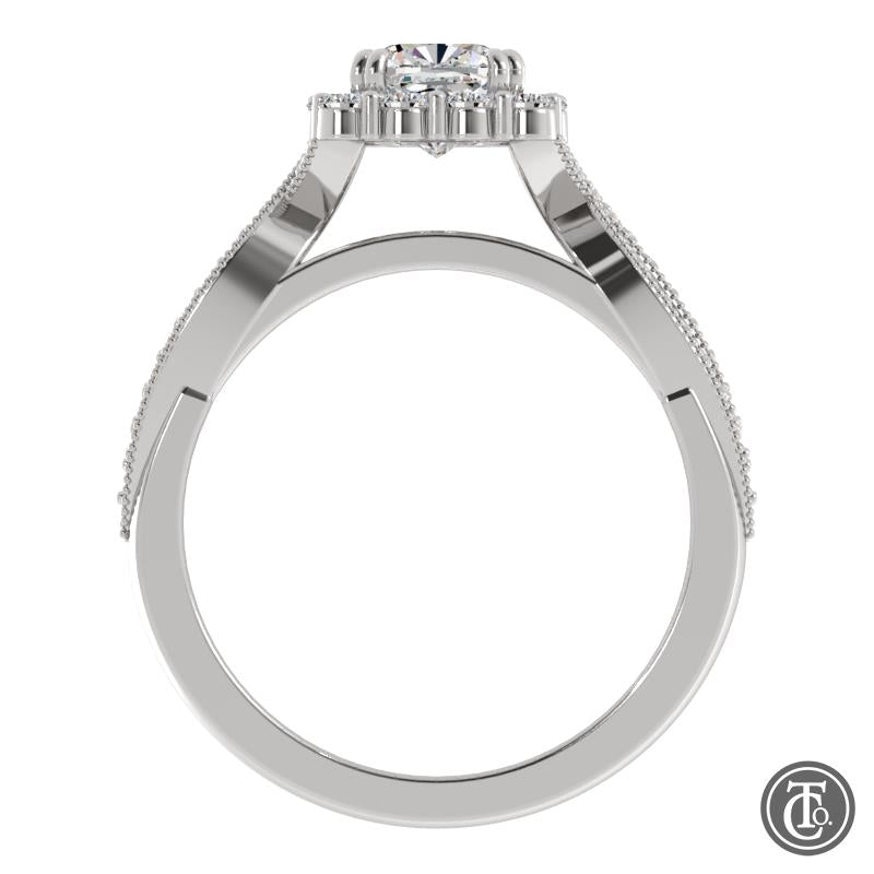 Cushion Halo Semi-Mount Engagement Ring with Infinity Inspired Band