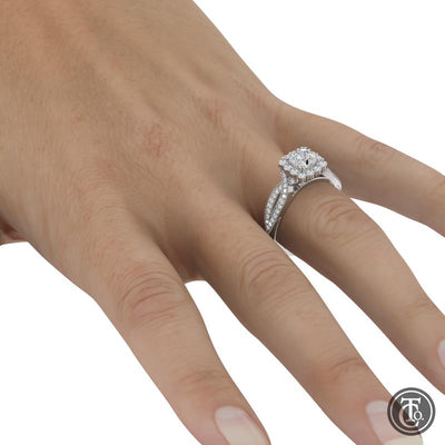 Cushion Halo Semi-Mount Engagement Ring with Infinity Inspired Band