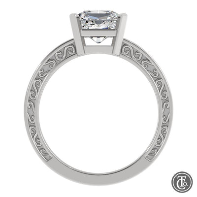 Solitaire Semi-Mount Engagement Ring with Scroll Accents