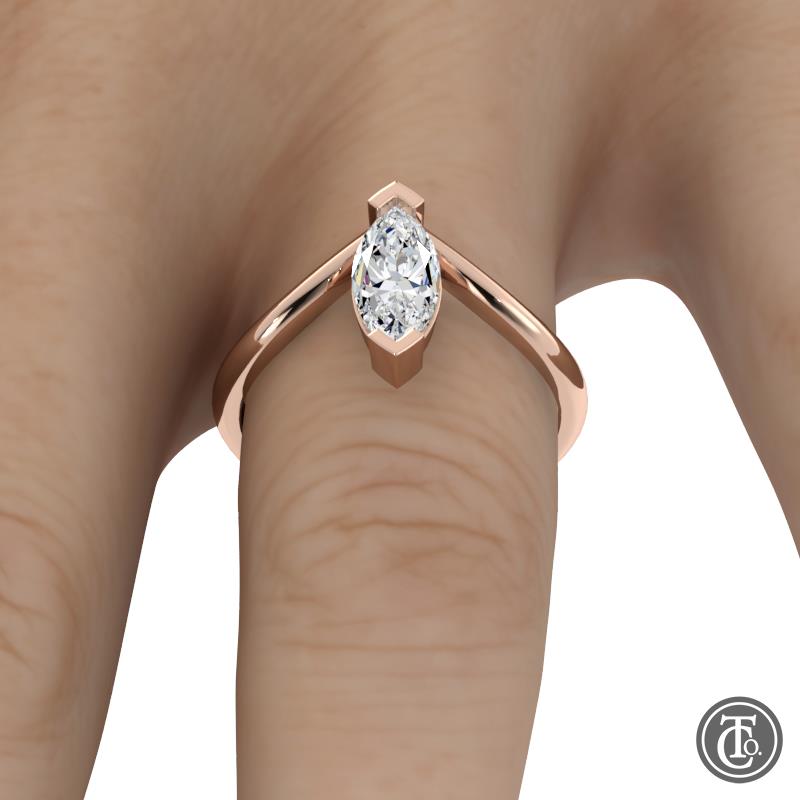 Marquise Chevron Solitaire Semi-Mount Engagement Ring