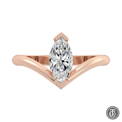 Marquise Chevron Solitaire Semi-Mount Engagement Ring