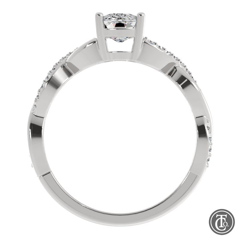 Cushion Semi-Mount Engagement Ring with Infinity Inspired Diamond Band