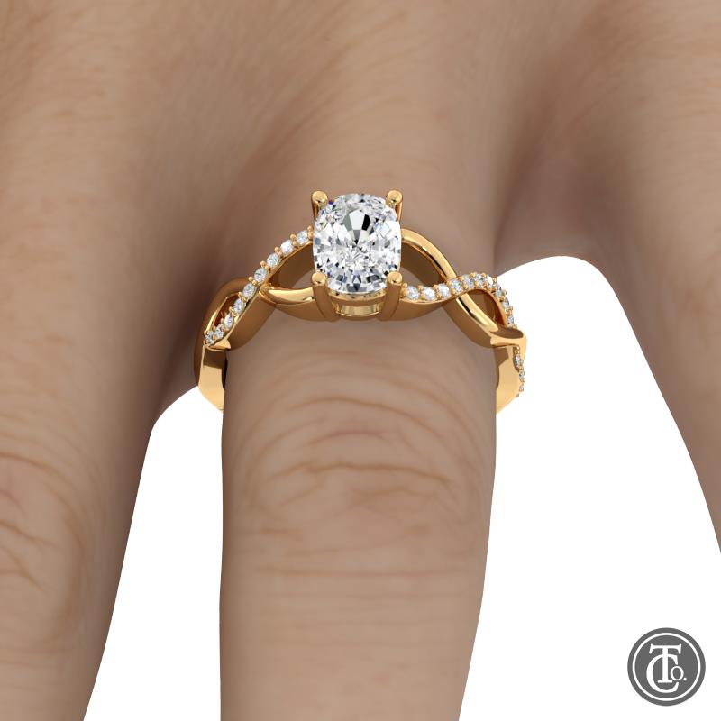 Cushion Semi-Mount Engagement Ring with Infinity Inspired Diamond Band