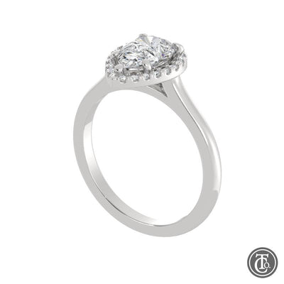 Pear Halo Semi-Mount Engagement Ring with Cathedral Band