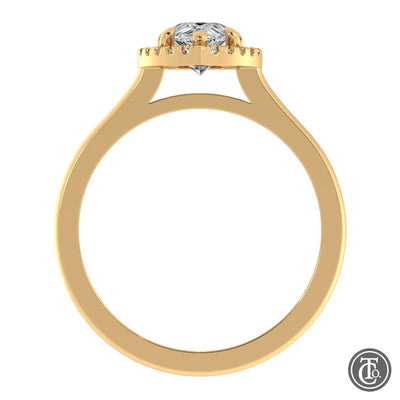 Pear Halo Semi-Mount Engagement Ring with Cathedral Band