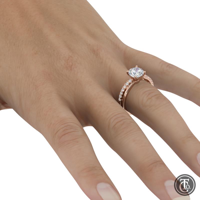 Round Solitaire Sem-Mount Engagement Ring with Infinity Inspired Diamond Band